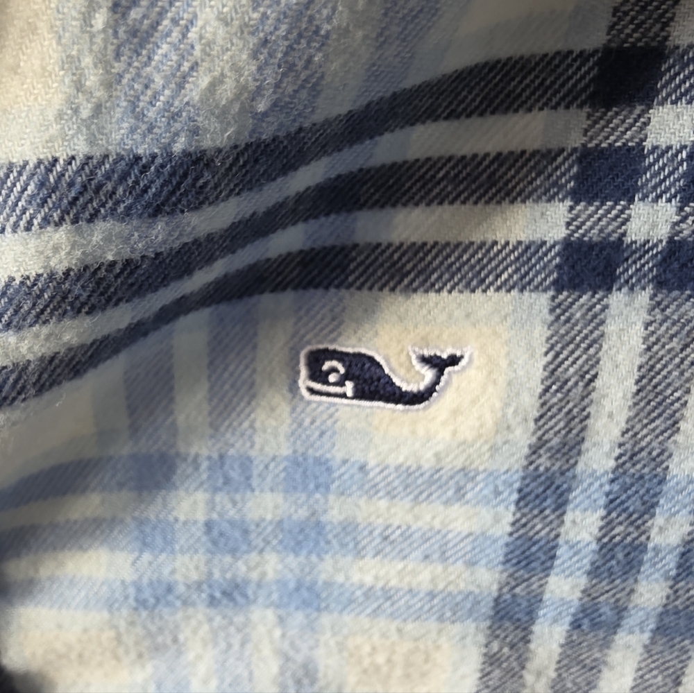Vineyard Vines Light Blue Plaid Button Down Shirt Size Kids Medium - Picture 5 of 5